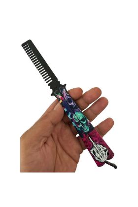 Metal 21 Cm Kelebek Tarak Kurukafa Tasarımlı