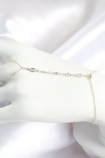 Pirinç Zirkon Taşlı Y Model Gold Renk Kadın Şahmeran - TJ-SN691