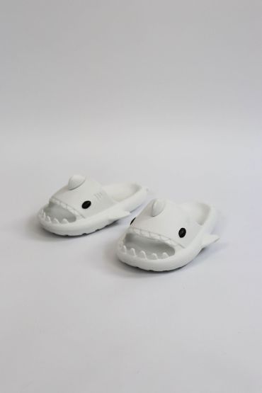 Köpekbalığı Beyaz Unisex Tam Ortopedik Terlik Shark Slides Cocuk