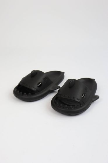 Köpekbalığı Siyah Unisex Tam Ortopedik Terlik Shark Slides