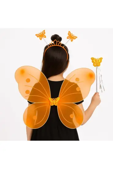 Tcu Kelebek Kız Seti – 50 cm Kelebek Kanadı, Taç ve Asa