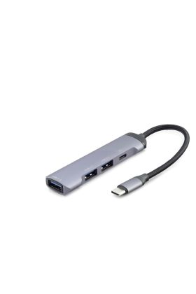 Type-C Hub 3*Usb2.0 + Usb3.0 Gri HDX7040