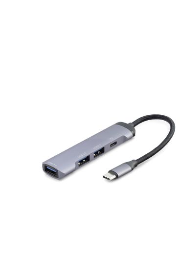 Type-C Hub 3*Usb2.0 + Usb3.0 Gri HDX7040