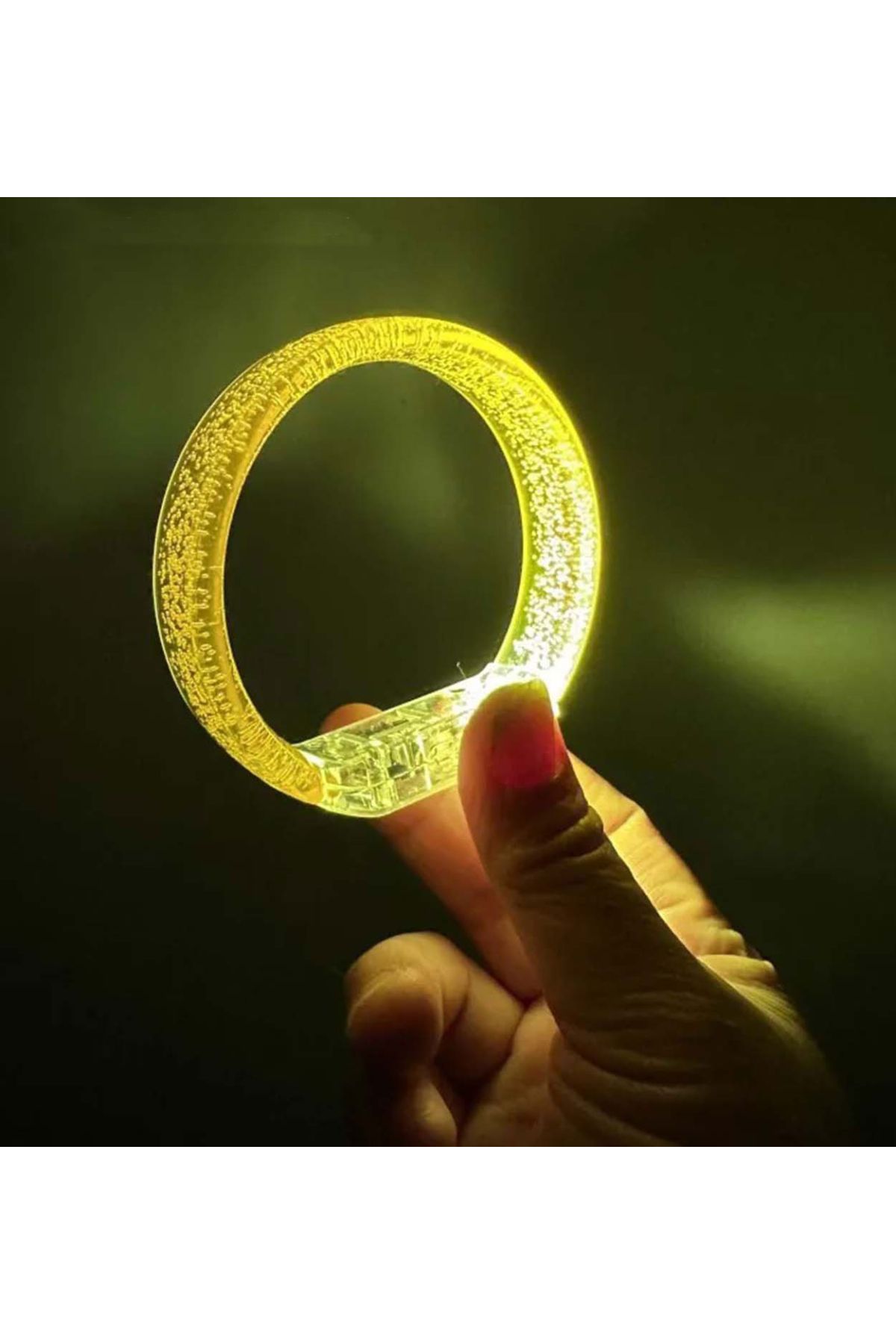 Sarı Led Işıklı Baskı Yapılabilen Pilli Bileklik Bilezik 1,5 cm Genişlik