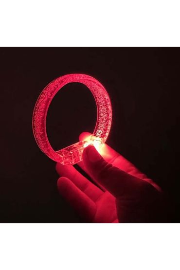 Kırmızı Led Işıklı Baskı Yapılabilen Pilli Bileklik Bilezik 1,5 cm Genişlik