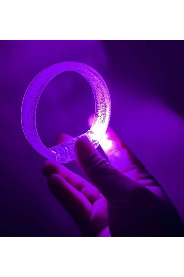 Mor Led Işıklı Baskı Yapılabilen Pilli Bileklik Bilezik 1,5 cm Genişlik