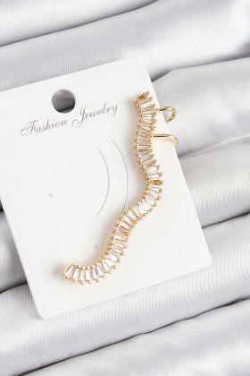 Pirinç Su Yolu Model Gold Renk Sağ Kıkırdak Küpe - TJ-BKP10985