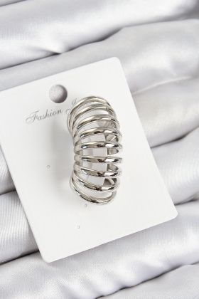 Pirinç Yay Model Gümüş Renk Sağ Kıkırdak Küpe - TJ-BKP10993