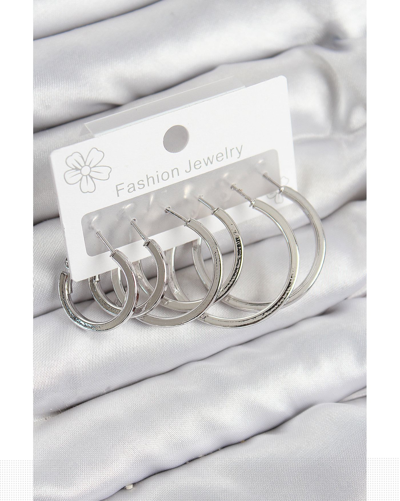 Pirinç Halka Model Gümüş Renk Kadın Set Küpe - TJ-BKP11038