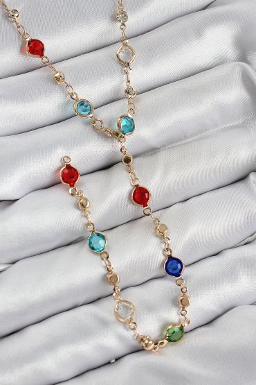 Pirinç Renkli Zirkon Taşlı Model Gold Renk Kadın Y Kolye - TJ-BKO10434