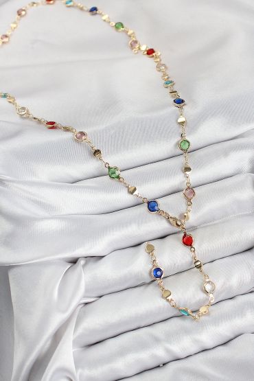 Pirinç Renkli Zirkon Taşlı Model Gold Renk Kadın Y Kolye - TJ-BKO10435