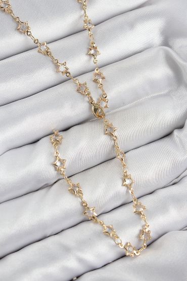 Pirinç Zirkon Taşlı Yıldız Model Gold Renk Kadın Y Kolye - TJ-BKO10436