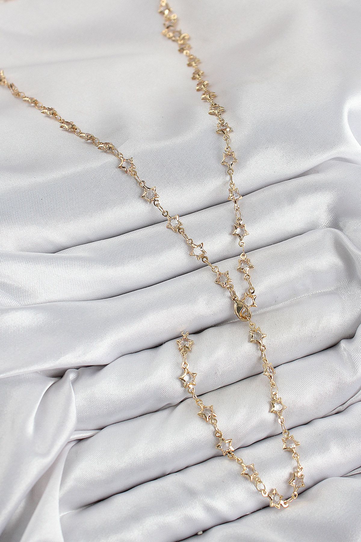 Pirinç Zirkon Taşlı Yıldız Model Gold Renk Kadın Y Kolye - TJ-BKO10436