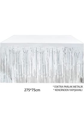 Gümüş Metalize Masa Eteği 275x75 cm – Kendinden Yapışkanlı
