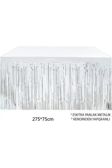 Gümüş Metalize Masa Eteği 275x75 cm – Kendinden Yapışkanlı