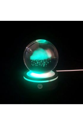 Yağmur Bulutu Tasarımlı Usb li Dönen Cam Küre