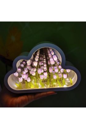 Bulut Tasarımlı Aynalı Lale Gece Lambası