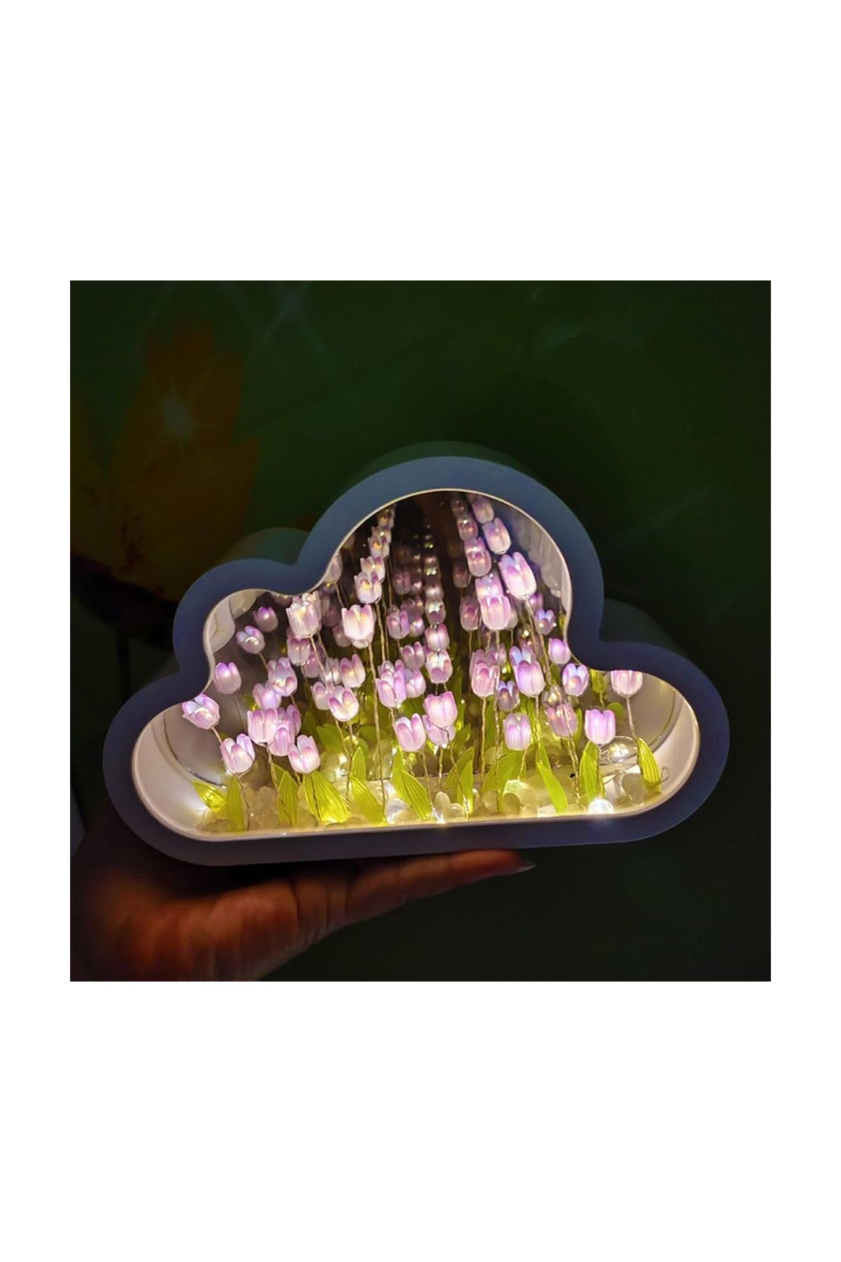 Bulut Tasarımlı Aynalı Lale Gece Lambası