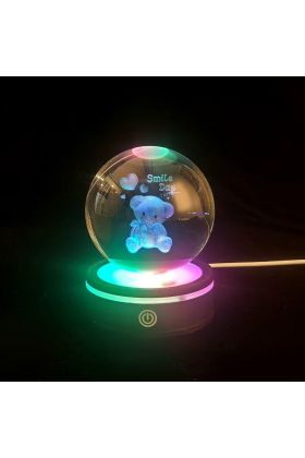 Ayıcık Tasarımlı Renk Değiştiren Dönen Cam Küre