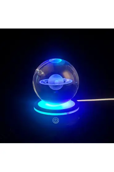 Satürn Gezegen Tasarım Dönen Usb li Cam Küre