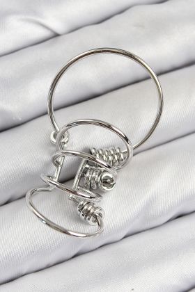 Pirinç Halkalı Model Gümüş Renk Kıkırdak Küpe - TJ-BKP11059