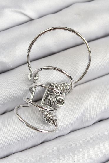 Pirinç Halkalı Model Gümüş Renk Kıkırdak Küpe - TJ-BKP11059