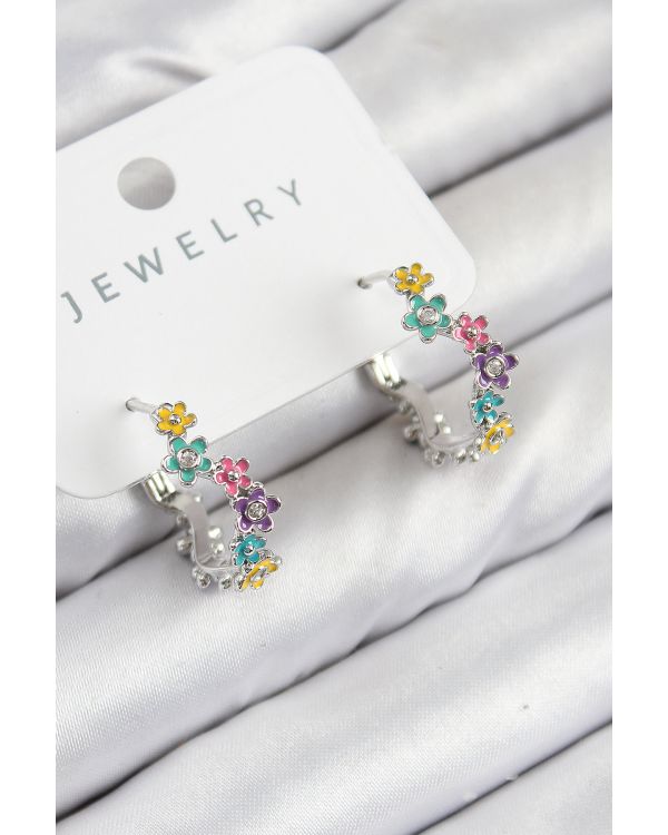 Pirinç Renkli Papatya Model Gümüş Renk Kadın Küpe - TJ-BKP11078