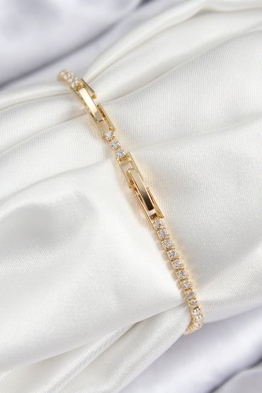 Pirinç Zirkon Taşlı Deniz Yıldızı Model Gold Renk Kadın Bileklik - TJ-BB7695