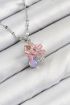 316L Çelik Zirkon Taşlı Arı Detaylı Pembe Çiçek Model Gümüş Renk Kadın Kolye - TJ-BKO10441