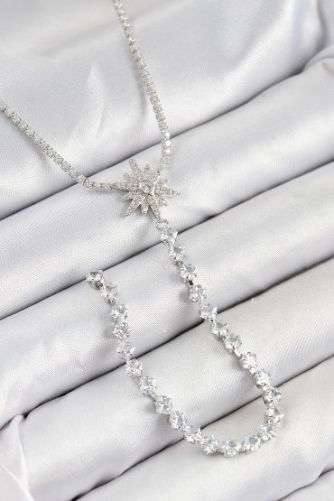 Pirinç Zirkon Taşlı Kutup Yıldızı Model Gold Renk Y Kolye - TJ-BKO10449