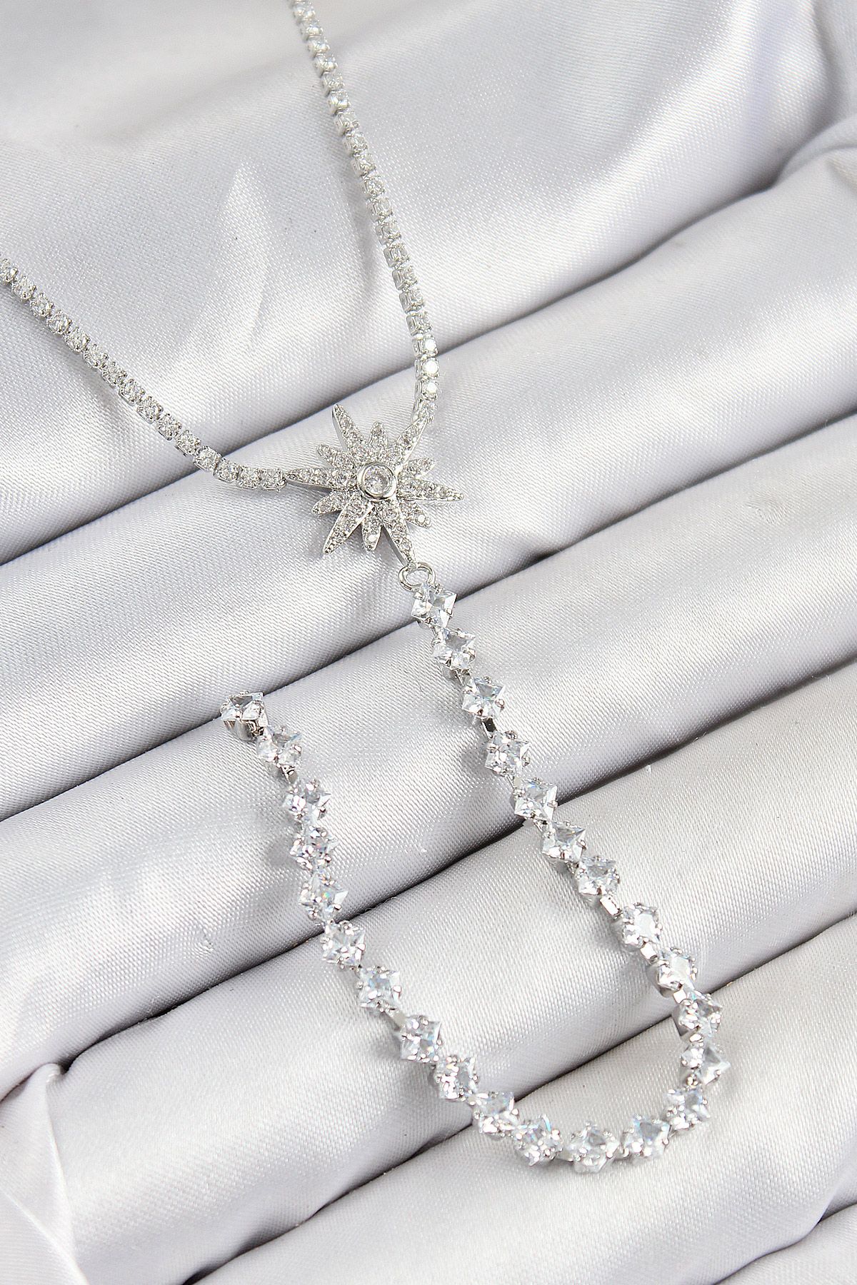 Pirinç Zirkon Taşlı Kutup Yıldızı Model Gold Renk Y Kolye - TJ-BKO10449