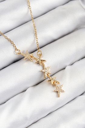 316L Çelik Yıldız Model Gold Renk Kadın Kolye - TJ-BKO10476