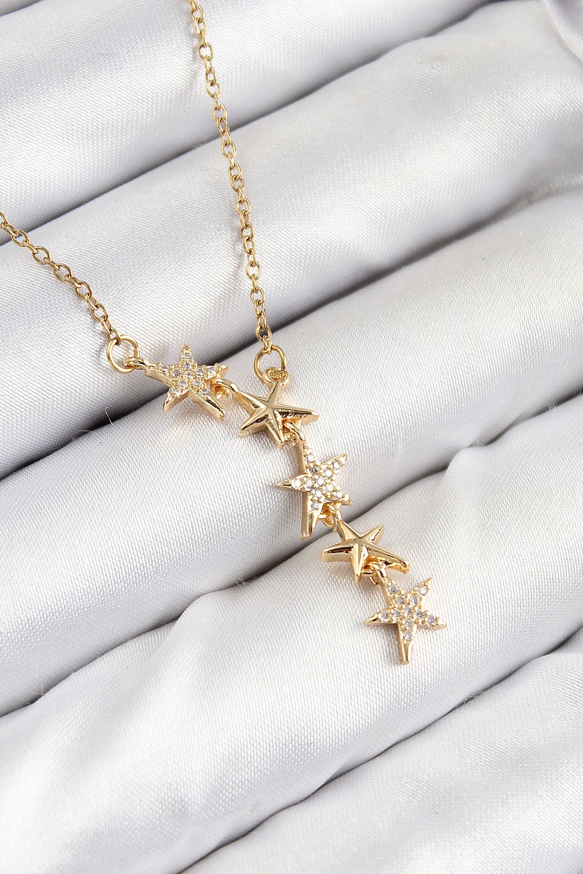 316L Çelik Yıldız Model Gold Renk Kadın Kolye - TJ-BKO10476