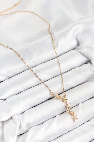316L Çelik Yıldız Model Gold Renk Kadın Kolye - TJ-BKO10476