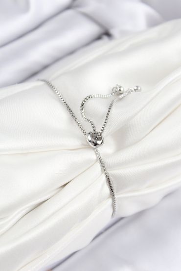 Pirinç Zirkon Taşlı Kar Tanesi Model Gümüş Renk Asansörlü Kadın Bileklik - TJ-BB7722