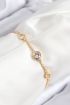 Pirinç Zirkon Taşlı Daire Model Gold Renk Asansörlü Kadın Bileklik - TJ-BB7733