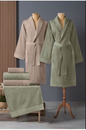 Bambu Bornoz Seti Lisse Sage Sabre