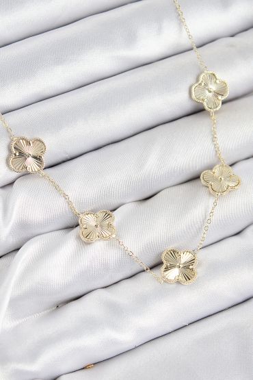 Pirinç VIP Yonca Model Gold Renk Kadın Kolye - TJ-BKO10484