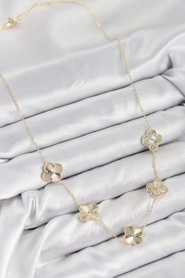 Pirinç VIP Yonca Model Gold Renk Kadın Kolye - TJ-BKO10484