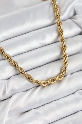 316L Çelik Burgu Model Gold Renk Kadın Kolye - TJ-BKO10485