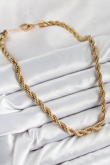 316L Çelik Burgu Model Gold Renk Kadın Kolye - TJ-BKO10485