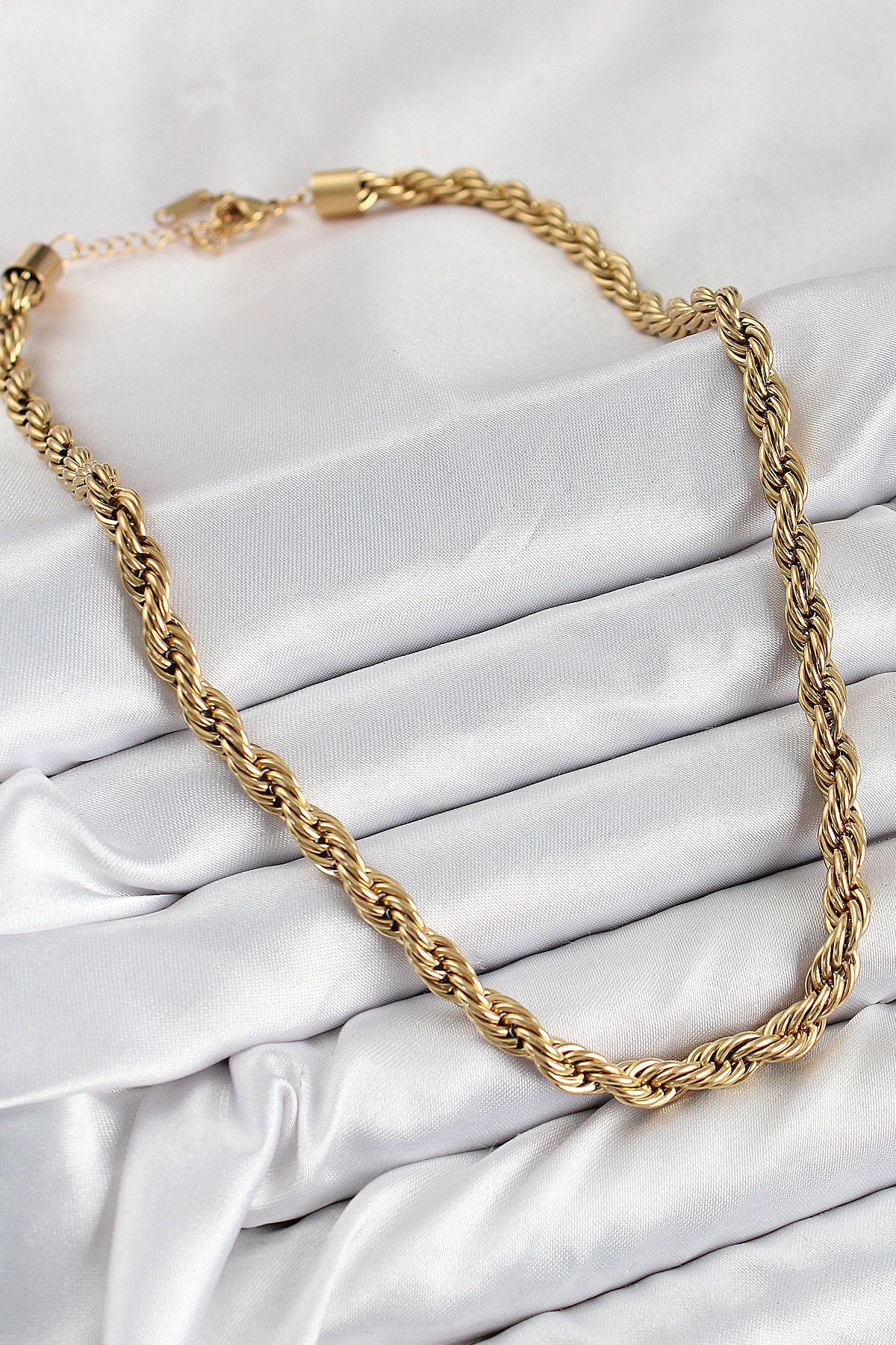 316L Çelik Burgu Model Gold Renk Kadın Kolye - TJ-BKO10485