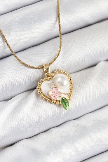 316L Çelik Sanatsal Portre Model Gold Renk Kadın Kolye - TJ-BKO10486