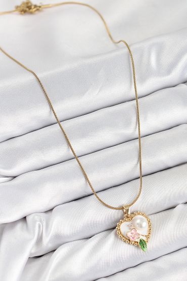 316L Çelik Sanatsal Portre Model Gold Renk Kadın Kolye - TJ-BKO10486