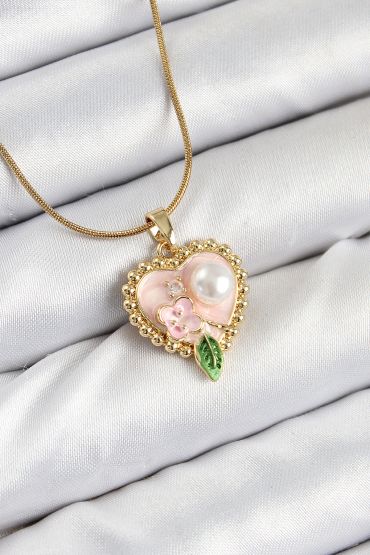 316L Çelik Sanatsal Portre Model Gold Renk Kadın Kolye - TJ-BKO10487