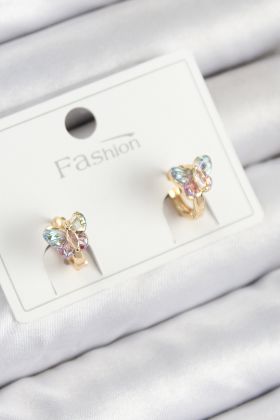 Pirinç Zirkon Taşlı Kelebek Model Gold Renk Çocuk Küpe - TJ-BKP11194