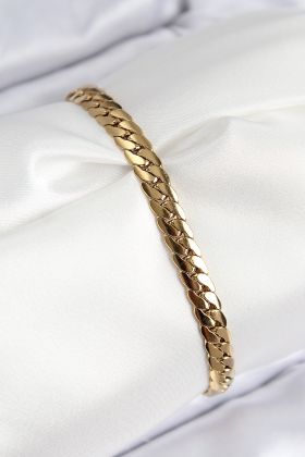 316L Çelik Ezme Zincir Model Gold Renk Kadın Bileklik - TJ-BB7785