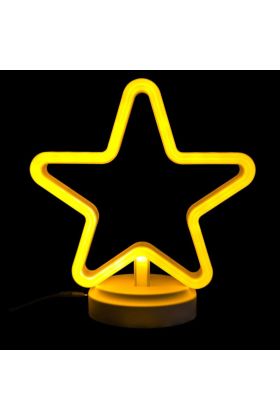 Neon Işıklı Yıldız Masa Gece Lambası Pil ve Usb