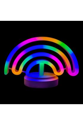 Neon Işıklı Gökkuşağı Masa Gece Lambası Pil ve Usb