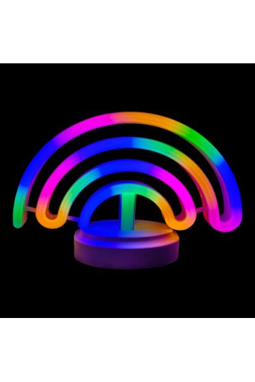 Neon Işıklı Gökkuşağı Masa Gece Lambası Pil ve Usb